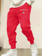 Napoli Italia Letter And Flag Print Man Sweatpant Pocket Fleece Pant Casual Warm Trouser Autumn Fashion Sports Sweatpants Pants - VibraStore