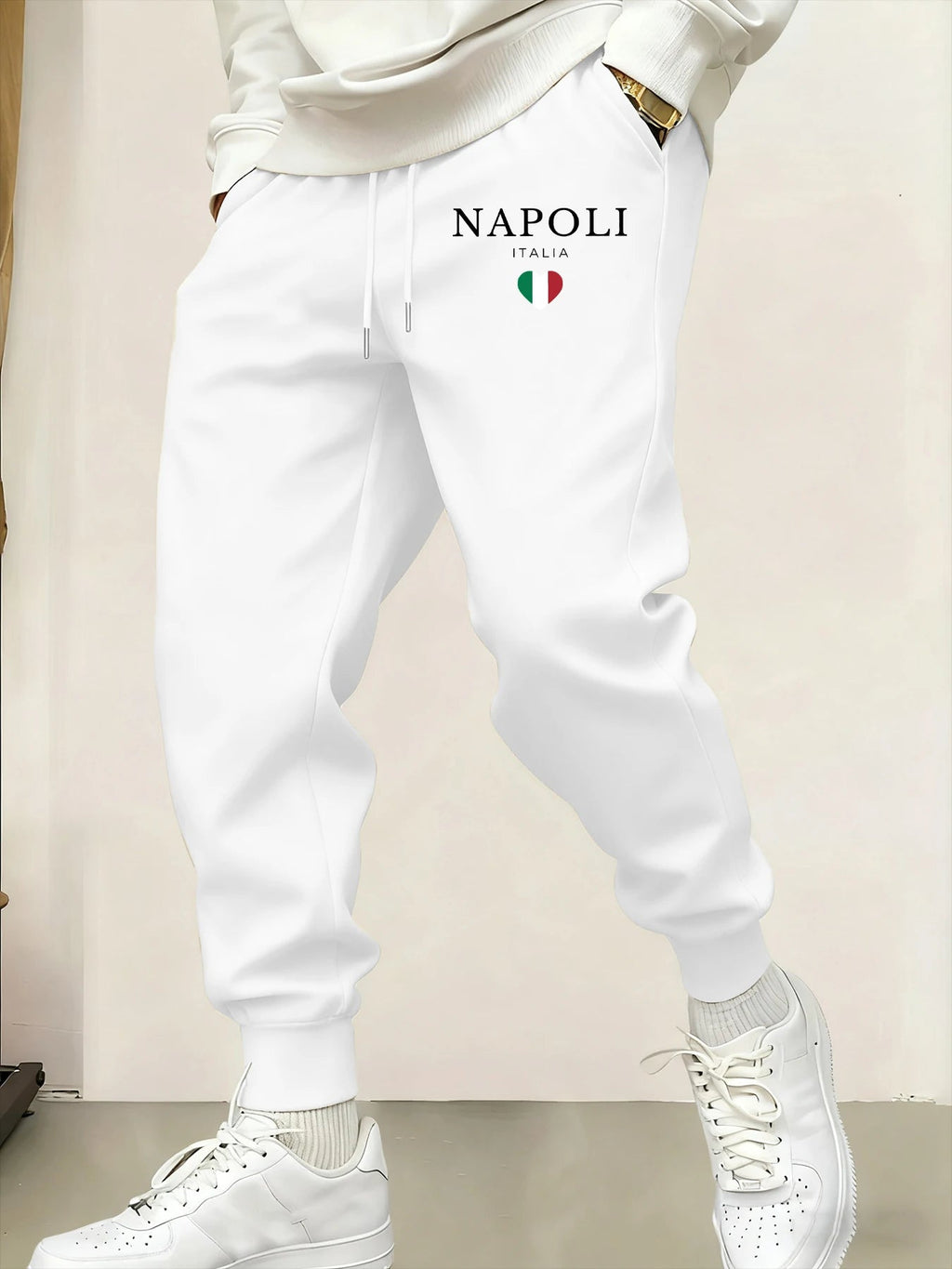 Napoli Italia Letter And Flag Print Man Sweatpant Pocket Fleece Pant Casual Warm Trouser Autumn Fashion Sports Sweatpants Pants - VibraStore