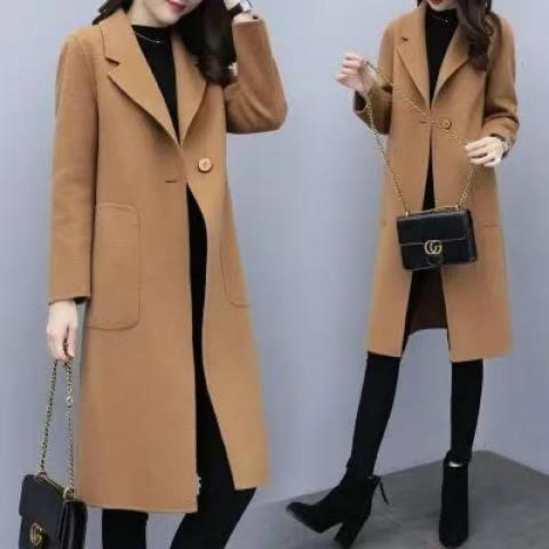 New Autumnwinter Wool Coat, Mid - length, Loose - fit, Korean Style - VibraStore