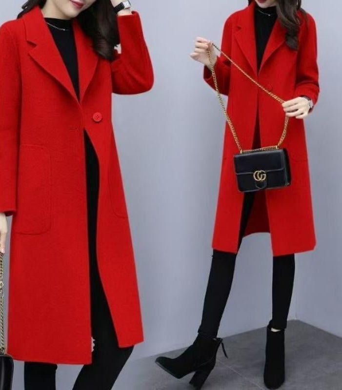 New Autumnwinter Wool Coat, Mid - length, Loose - fit, Korean Style - VibraStore