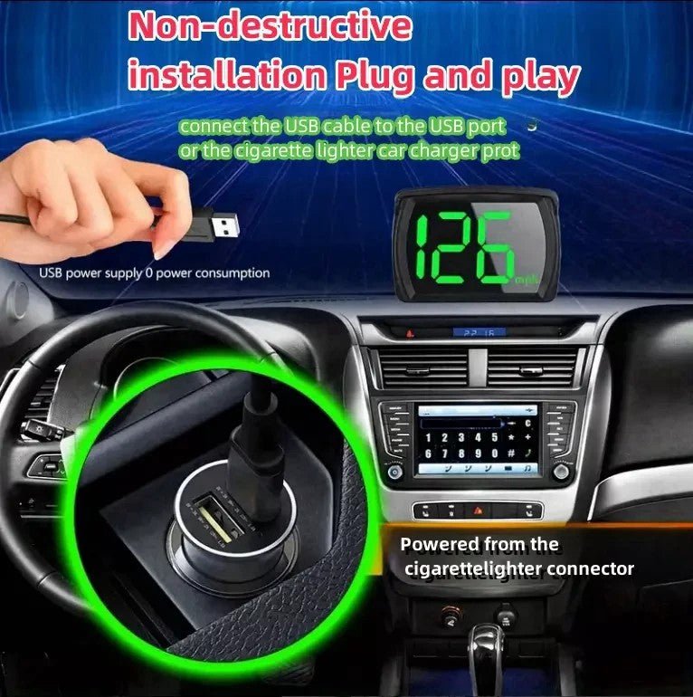 New HUD Car Head - up Display MPH Speed Display 3 - inch Multi - function LCD MPH Dashboard - VibraStore