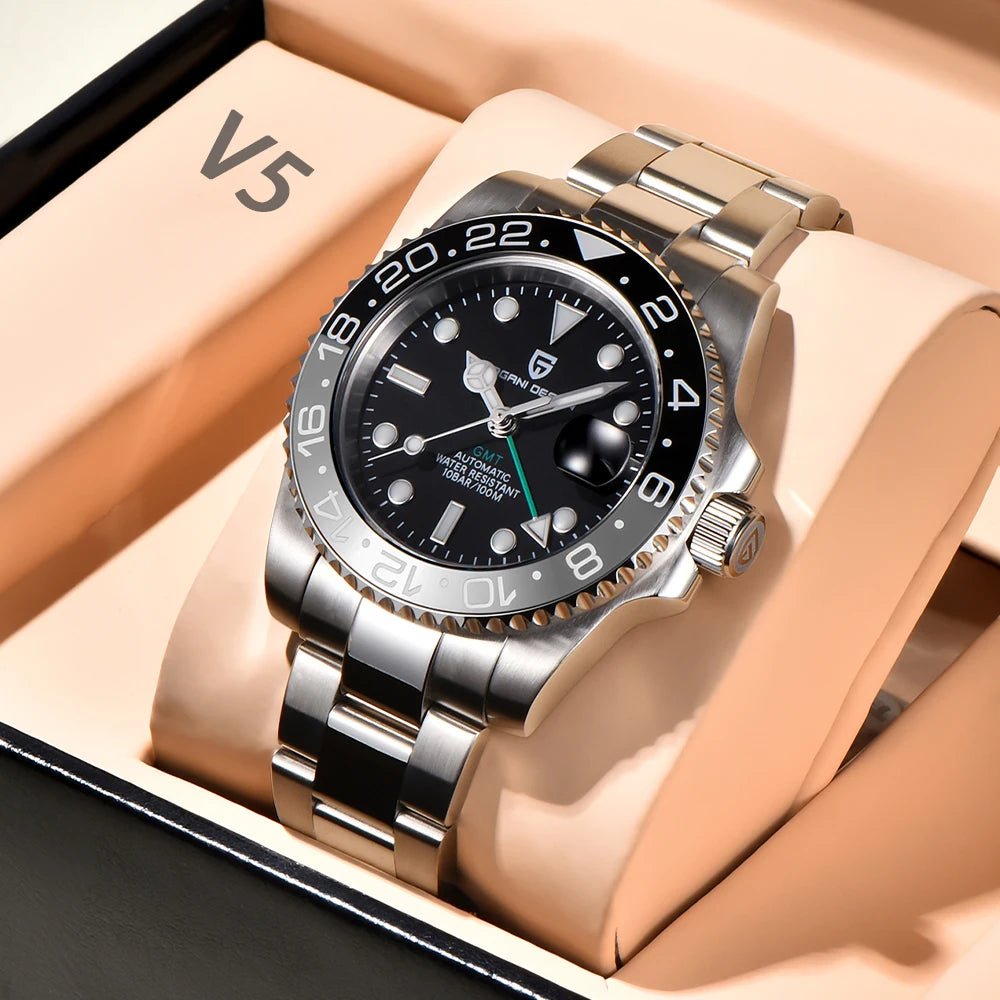 New PAGANI DESIGN PD - 1662 V5 Men Mechanical Watch Luxury Ceramic Bezel Automatic Watch 10bar Waterproof Sapphire Glass GMT Watch - VibraStore
