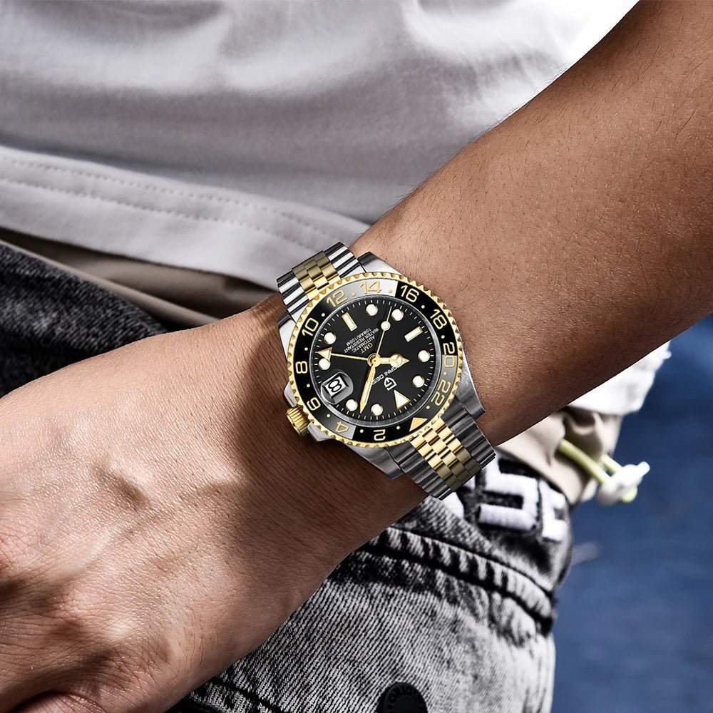 New PAGANI DESIGN PD - 1662 V5 Men Mechanical Watch Luxury Ceramic Bezel Automatic Watch 10bar Waterproof Sapphire Glass GMT Watch - VibraStore