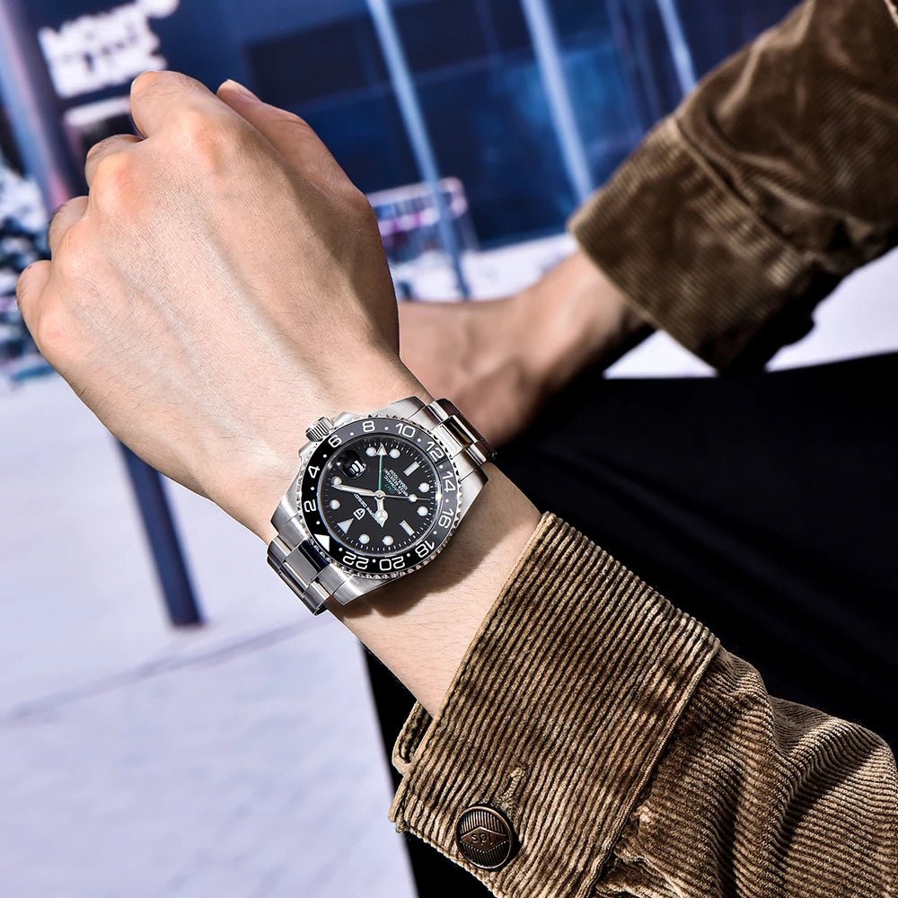 New PAGANI DESIGN PD - 1662 V5 Men Mechanical Watch Luxury Ceramic Bezel Automatic Watch 10bar Waterproof Sapphire Glass GMT Watch - VibraStore