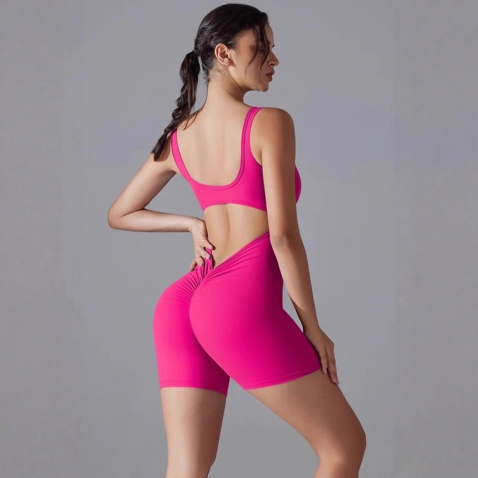 New Slim - fit Solid Color Jumpsuit Yoga Outfit - VibraStore