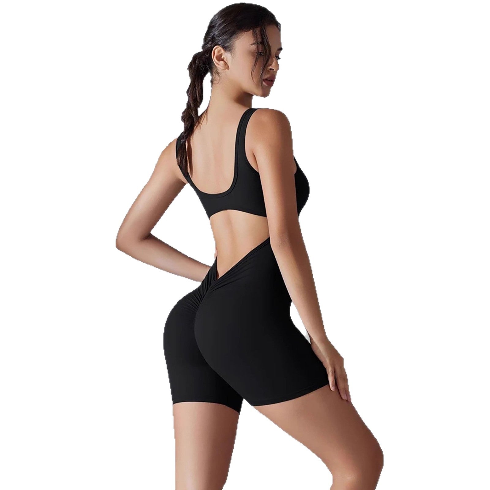 New Slim - fit Solid Color Jumpsuit Yoga Outfit - VibraStore
