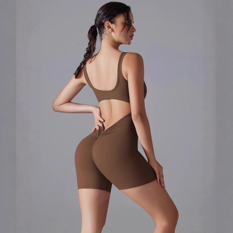 New Slim - fit Solid Color Jumpsuit Yoga Outfit - VibraStore