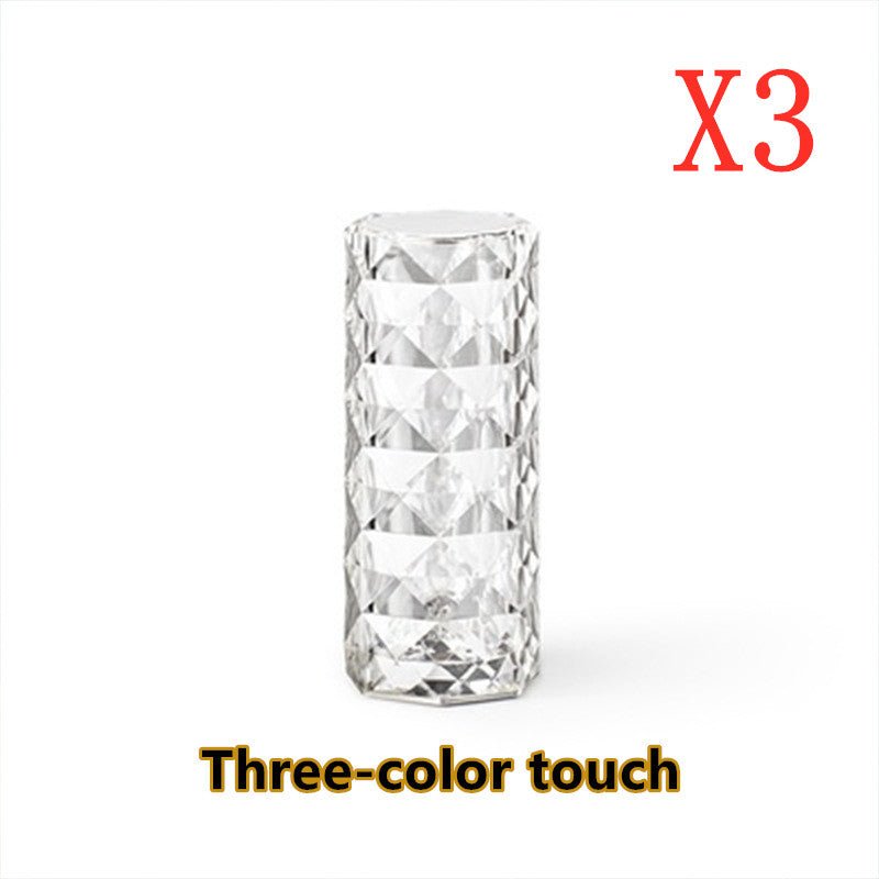 Nordic Crystal Lamp USB Table Lamps Bedroom Touch Dimming Atmosphere Diamond Night Light Rose Projector Lamp Decor - VibraStore