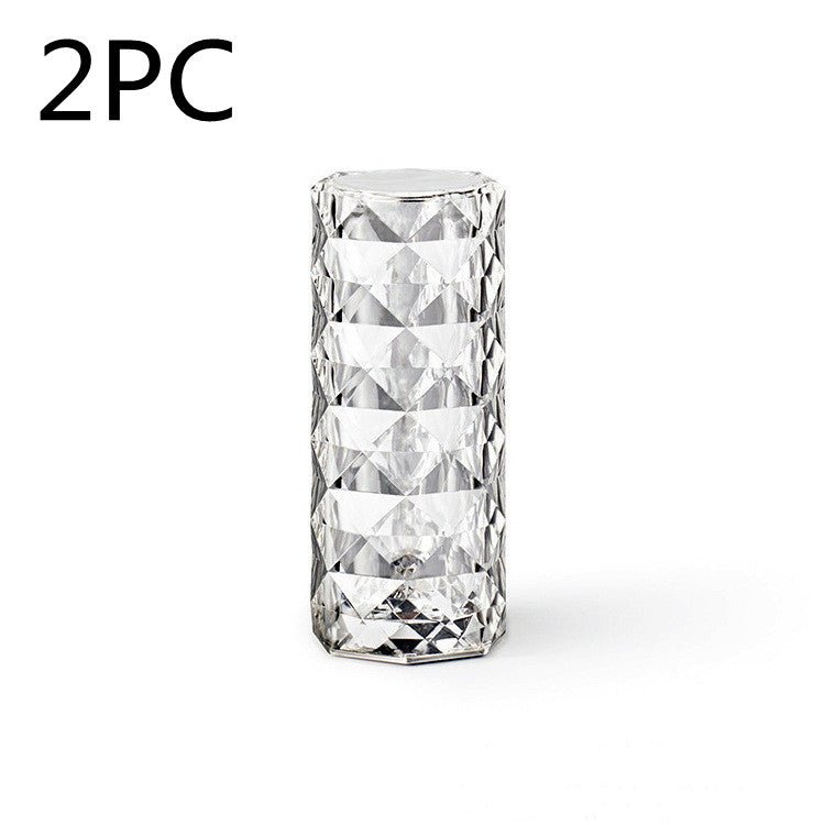 Nordic Crystal Lamp USB Table Lamps Bedroom Touch Dimming Atmosphere Diamond Night Light Rose Projector Lamp Decor - VibraStore