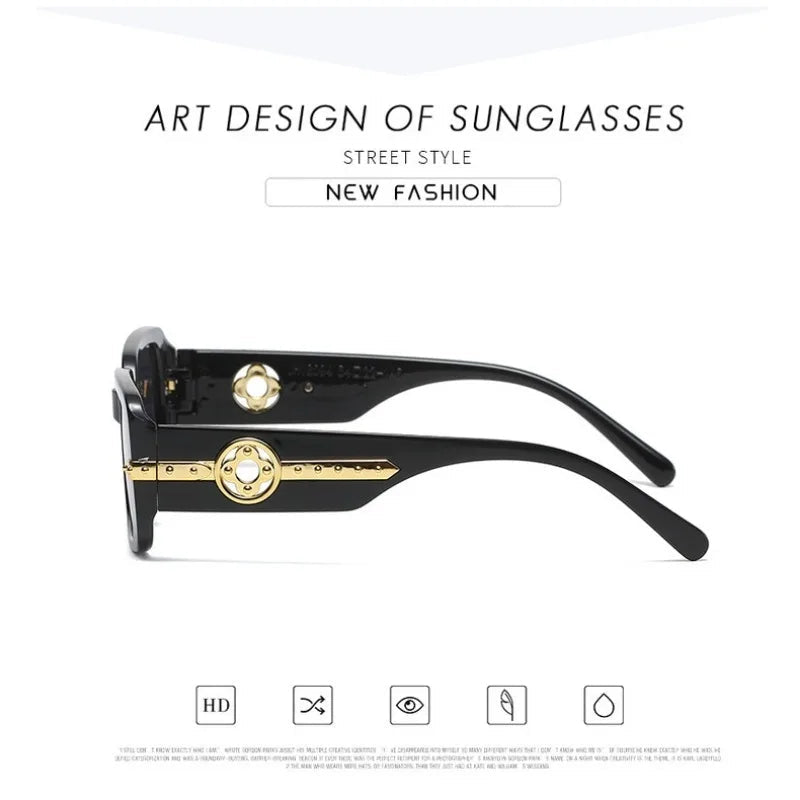 Nuevas gafas de sol Vintage de moda para mujer, gafas de sol cuadradas pequeñas de marca de lujo con patillas huecas, gafas de sol para hombre a la moda UV400 - VibraStore