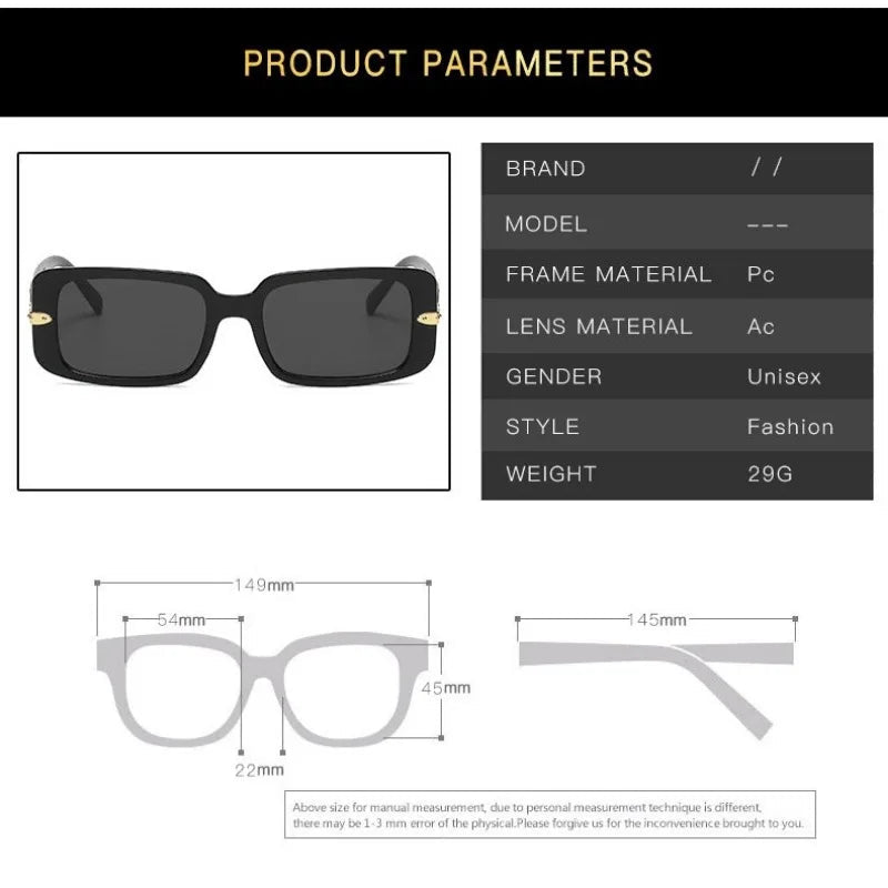 Nuevas gafas de sol Vintage de moda para mujer, gafas de sol cuadradas pequeñas de marca de lujo con patillas huecas, gafas de sol para hombre a la moda UV400 - VibraStore