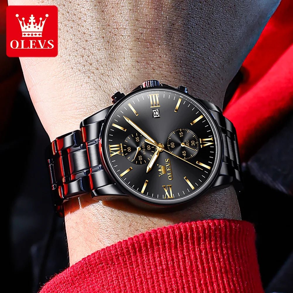 OLEVS 2886 Mens Watch Business Luxury Quartz Watch Waterproof Luminous Watch For Man Multifunctional Chronograph Watch Original - VibraStore