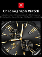 OLEVS 2886 Mens Watch Business Luxury Quartz Watch Waterproof Luminous Watch For Man Multifunctional Chronograph Watch Original - VibraStore