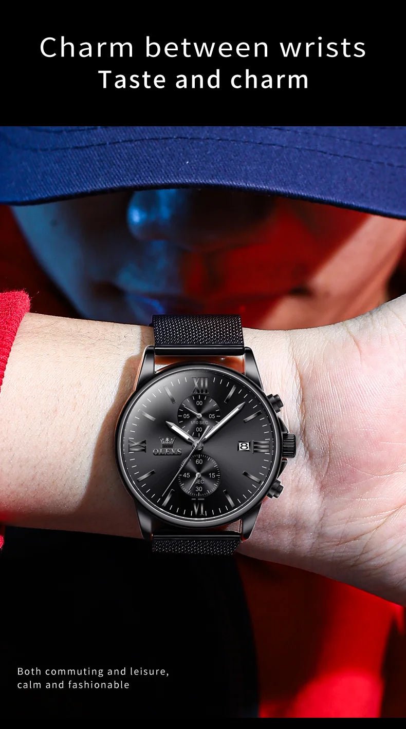 OLEVS 2886 Mens Watch Business Luxury Quartz Watch Waterproof Luminous Watch For Man Multifunctional Chronograph Watch Original - VibraStore