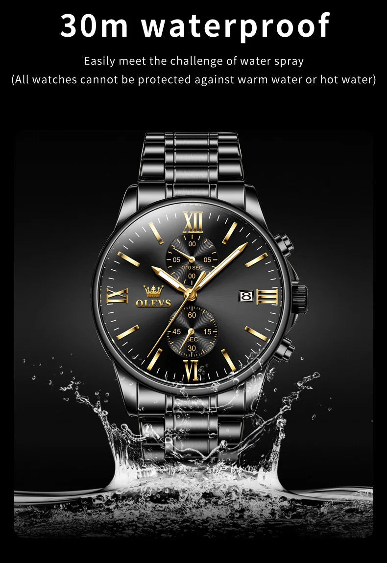 OLEVS 2886 Mens Watch Business Luxury Quartz Watch Waterproof Luminous Watch For Man Multifunctional Chronograph Watch Original - VibraStore