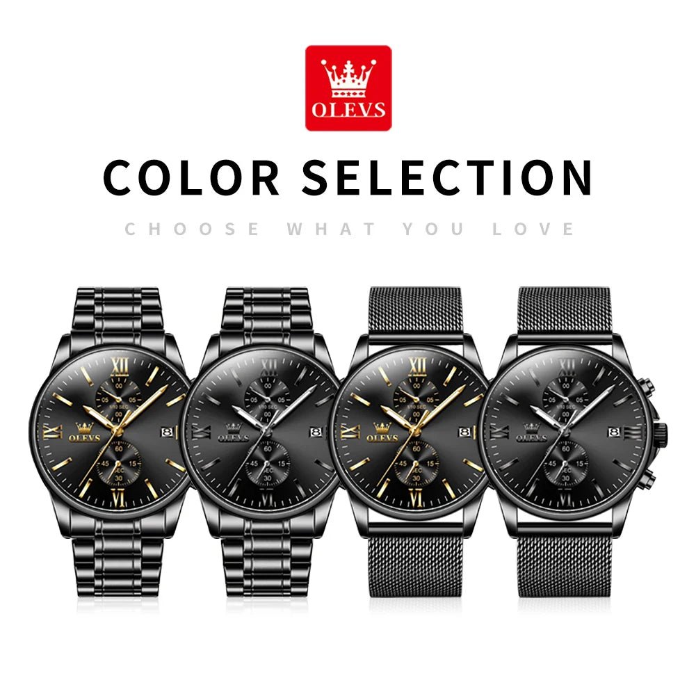 OLEVS 2886 Mens Watch Business Luxury Quartz Watch Waterproof Luminous Watch For Man Multifunctional Chronograph Watch Original - VibraStore