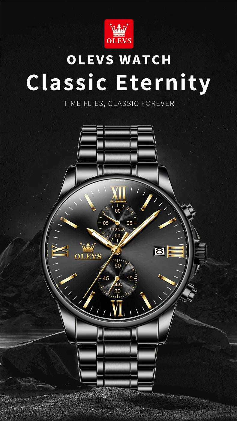 OLEVS 2886 Mens Watch Business Luxury Quartz Watch Waterproof Luminous Watch For Man Multifunctional Chronograph Watch Original - VibraStore