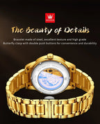 OLEVS Japan Automatic Mechanical Men's Watches High - end Luxury Brand Original Stainless Steel Hollowed Dragon Watch for Men 7027 - VibraStore