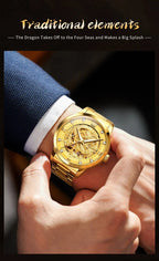 OLEVS Japan Automatic Mechanical Men's Watches High - end Luxury Brand Original Stainless Steel Hollowed Dragon Watch for Men 7027 - VibraStore