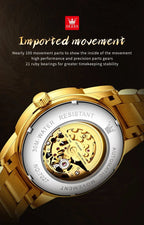 OLEVS Japan Automatic Mechanical Men's Watches High - end Luxury Brand Original Stainless Steel Hollowed Dragon Watch for Men 7027 - VibraStore