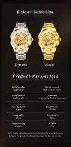 OLEVS Japan Automatic Mechanical Men's Watches High - end Luxury Brand Original Stainless Steel Hollowed Dragon Watch for Men 7027 - VibraStore