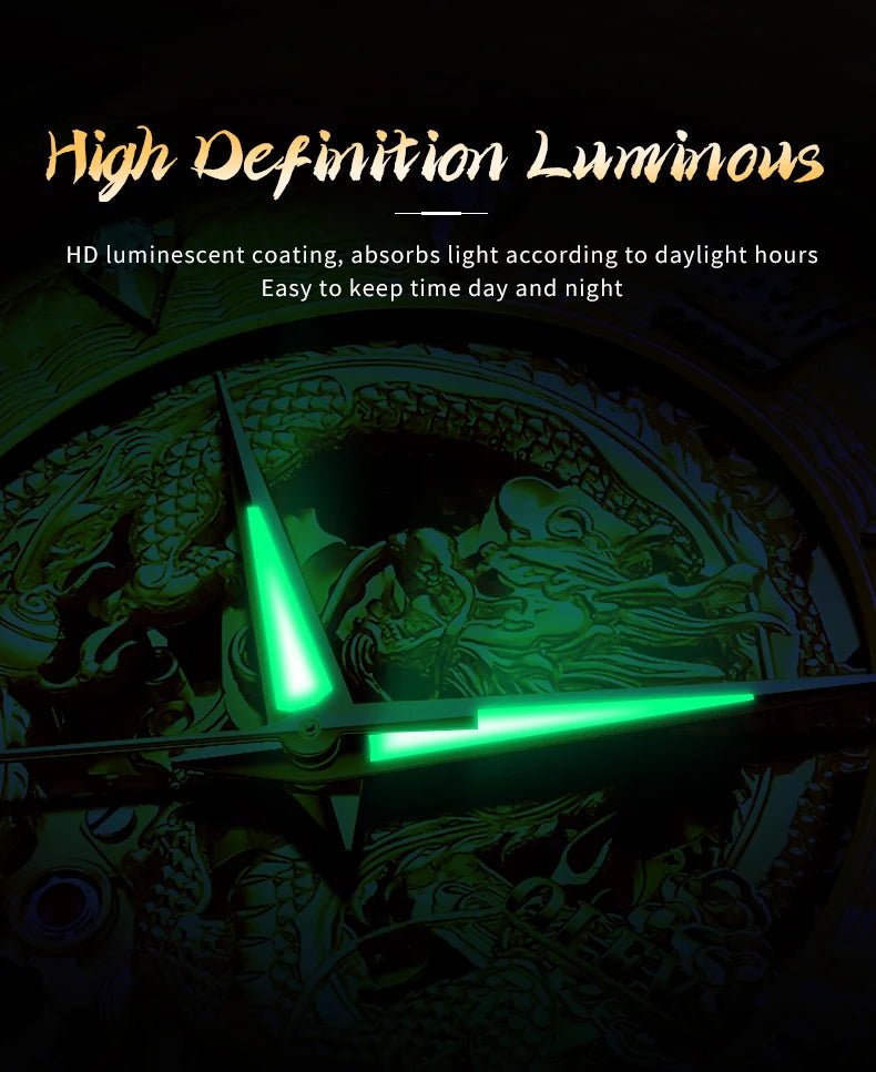 OLEVS Japan Automatic Mechanical Men's Watches High - end Luxury Brand Original Stainless Steel Hollowed Dragon Watch for Men 7027 - VibraStore