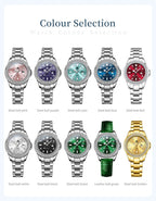 OLEVS Luxury Brand Quartz Watch for Women Steel Strap Waterproof Date Luminous Ladies Wristwatch Diamond Bezel Woman Watch 9945 - VibraStore