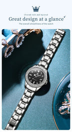 OLEVS Luxury Brand Quartz Watch for Women Steel Strap Waterproof Date Luminous Ladies Wristwatch Diamond Bezel Woman Watch 9945 - VibraStore