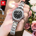 OLEVS Luxury Brand Quartz Watch for Women Steel Strap Waterproof Date Luminous Ladies Wristwatch Diamond Bezel Woman Watch 9945 - VibraStore