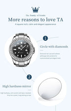 OLEVS Luxury Brand Quartz Watch for Women Steel Strap Waterproof Date Luminous Ladies Wristwatch Diamond Bezel Woman Watch 9945 - VibraStore