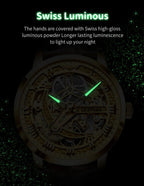 OUPINKE 3173 Luxury Automatic Mechanical Men's Watch Leather Strap 50M Waterproof Luminous Sapphire Mirror Men's Watch - VibraStore