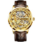 OUPINKE 3173 Luxury Automatic Mechanical Men's Watch Leather Strap 50M Waterproof Luminous Sapphire Mirror Men's Watch - VibraStore