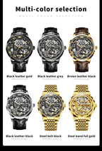 OUPINKE 3173 Luxury Automatic Mechanical Men's Watch Leather Strap 50M Waterproof Luminous Sapphire Mirror Men's Watch - VibraStore