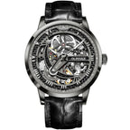 OUPINKE 3173 Luxury Automatic Mechanical Men's Watch Leather Strap 50M Waterproof Luminous Sapphire Mirror Men's Watch - VibraStore