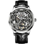 OUPINKE 3173 Luxury Automatic Mechanical Men's Watch Leather Strap 50M Waterproof Luminous Sapphire Mirror Men's Watch - VibraStore