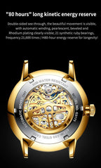 OUPINKE 3173 Luxury Automatic Mechanical Men's Watch Leather Strap 50M Waterproof Luminous Sapphire Mirror Men's Watch - VibraStore