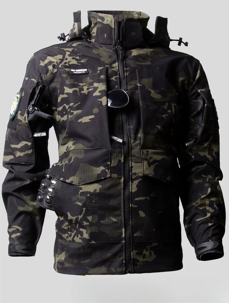 Outdoor Tactical Soft Shell Assault Suit Men Camouflage Jacket Hooded 2 - piece Spring Autumn Cycling Workwear Windproof Clothing - VibraStore