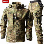 Outdoor Tactical Soft Shell Assault Suit Men Camouflage Jacket Hooded 2 - piece Spring Autumn Cycling Workwear Windproof Clothing - VibraStore