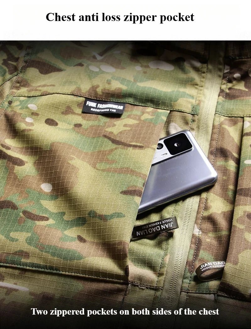 Outdoor Tactical Soft Shell Assault Suit Men Camouflage Jacket Hooded 2 - piece Spring Autumn Cycling Workwear Windproof Clothing - VibraStore