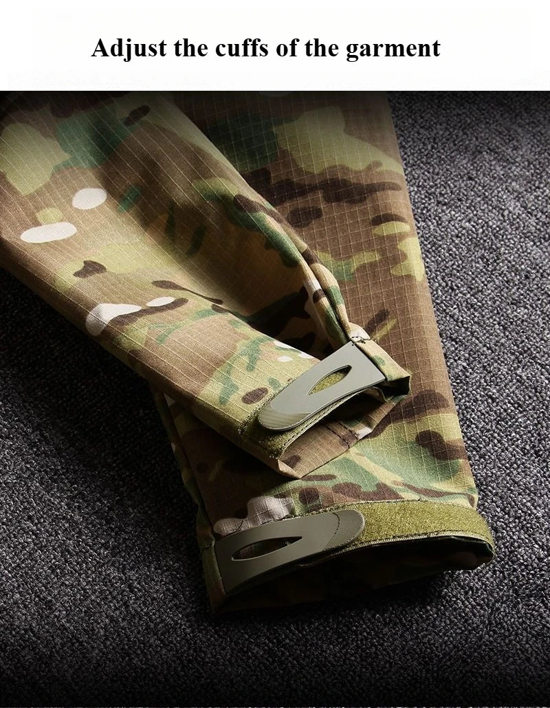 Outdoor Tactical Soft Shell Assault Suit Men Camouflage Jacket Hooded 2 - piece Spring Autumn Cycling Workwear Windproof Clothing - VibraStore