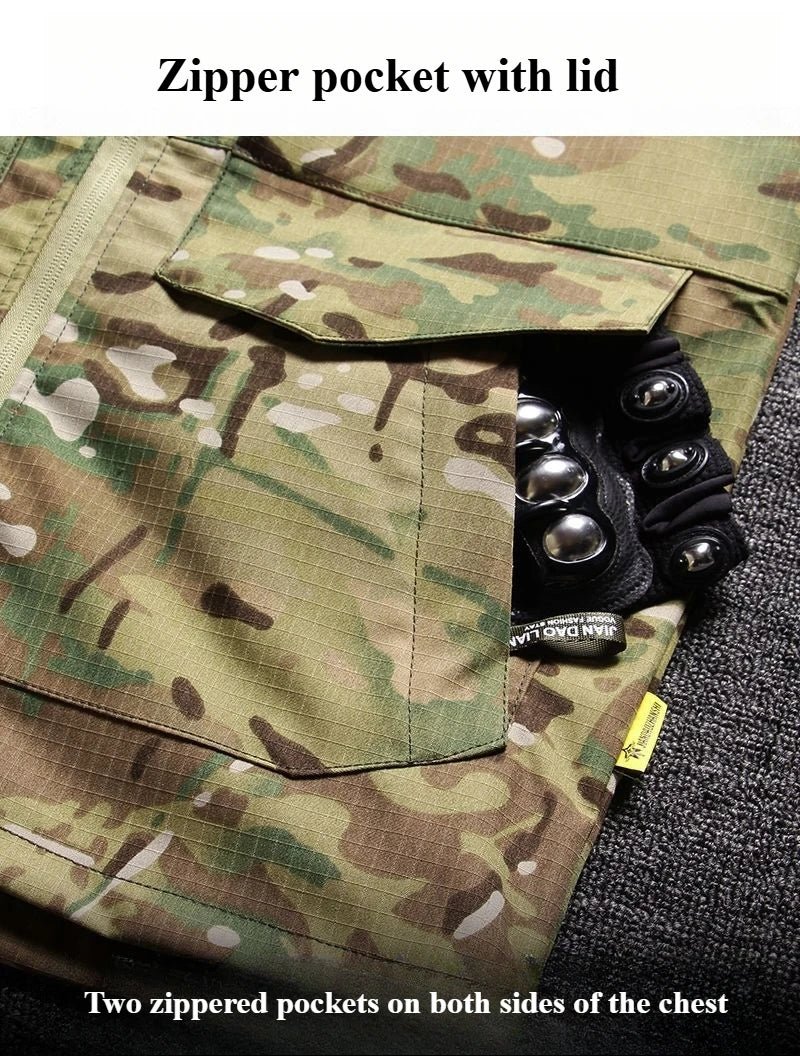 Outdoor Tactical Soft Shell Assault Suit Men Camouflage Jacket Hooded 2 - piece Spring Autumn Cycling Workwear Windproof Clothing - VibraStore