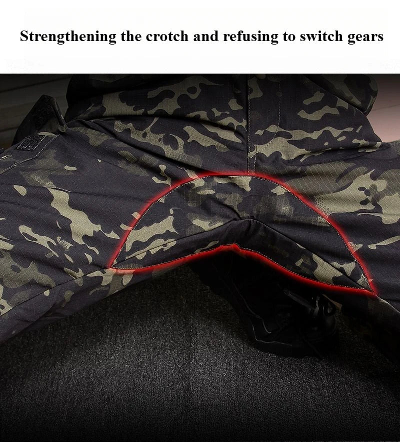 Outdoor Tactical Soft Shell Assault Suit Men Camouflage Jacket Hooded 2 - piece Spring Autumn Cycling Workwear Windproof Clothing - VibraStore