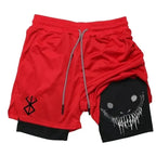 pantalones cortos ajustados de entrenamiento físico para hombres con estampado de demonio verano 2 en 1 pantalones cortos de secado rápido para correr en la playa y gimnasio ropa deportiva al aire libre - VibraStore