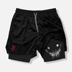 pantalones cortos ajustados de entrenamiento físico para hombres con estampado de demonio verano 2 en 1 pantalones cortos de secado rápido para correr en la playa y gimnasio ropa deportiva al aire libre - VibraStore