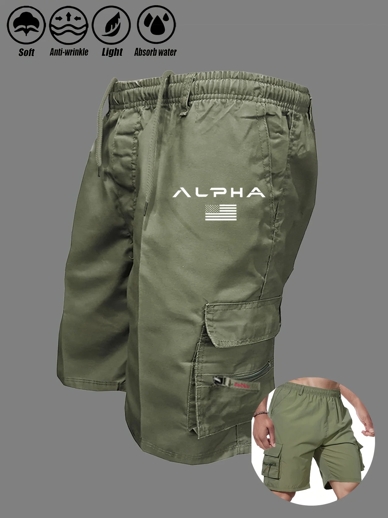 Pantalones cortos Cargo con estampado de bandera americana, pantalones cortos con águila del Día de la independencia, pantalones cortos con múltiples bolsillos para trabajo y acampada, ropa de calle - VibraStore