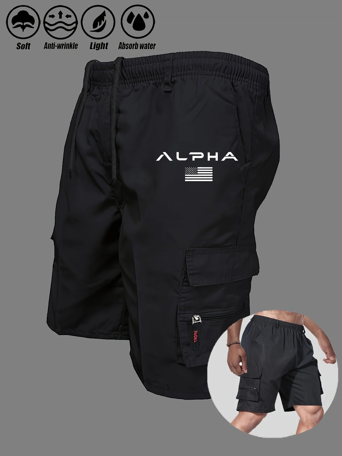 Pantalones cortos Cargo con estampado de bandera americana, pantalones cortos con águila del Día de la independencia, pantalones cortos con múltiples bolsillos para trabajo y acampada, ropa de calle - VibraStore