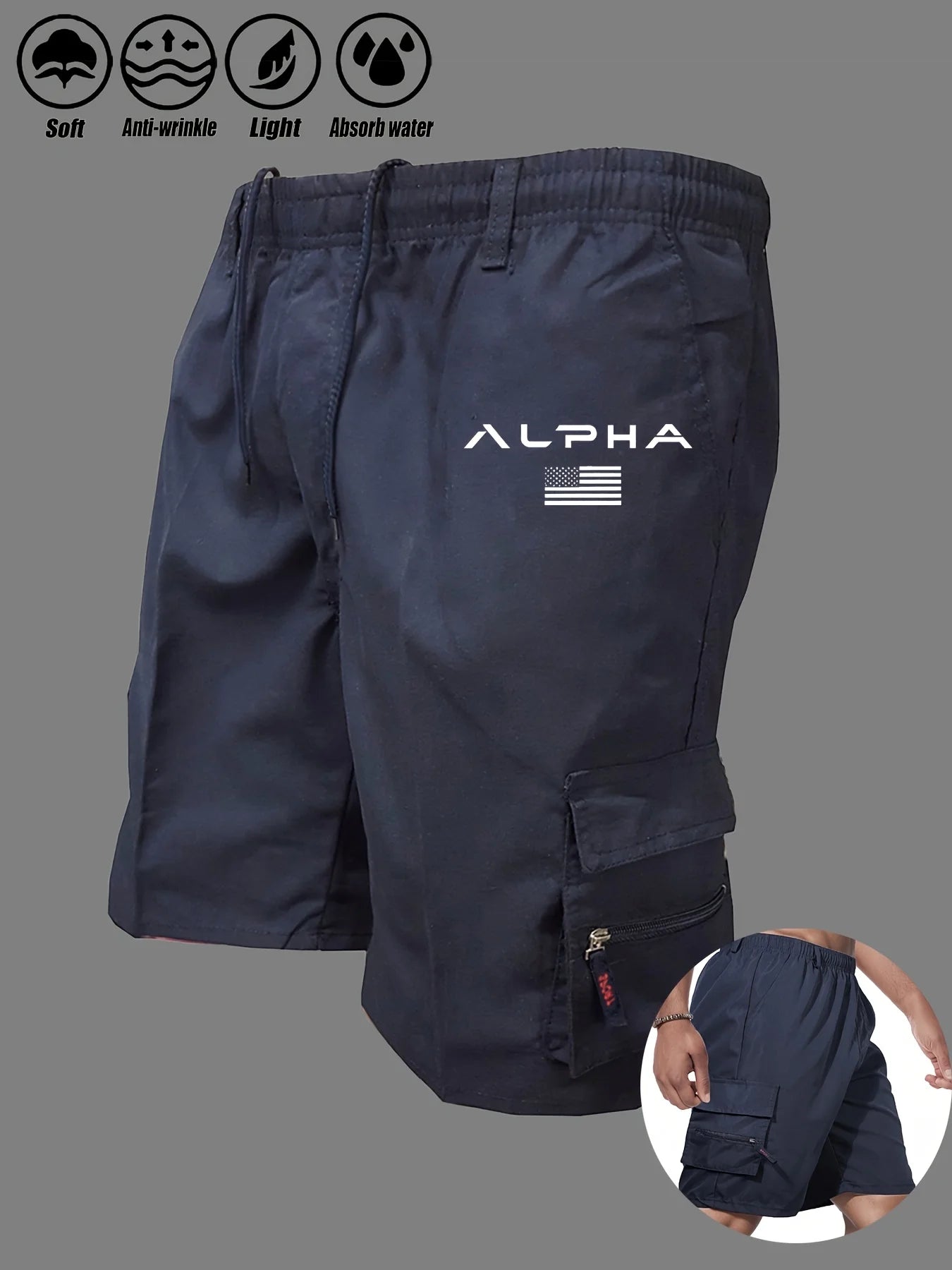 Pantalones cortos Cargo con estampado de bandera americana, pantalones cortos con águila del Día de la independencia, pantalones cortos con múltiples bolsillos para trabajo y acampada, ropa de calle - VibraStore