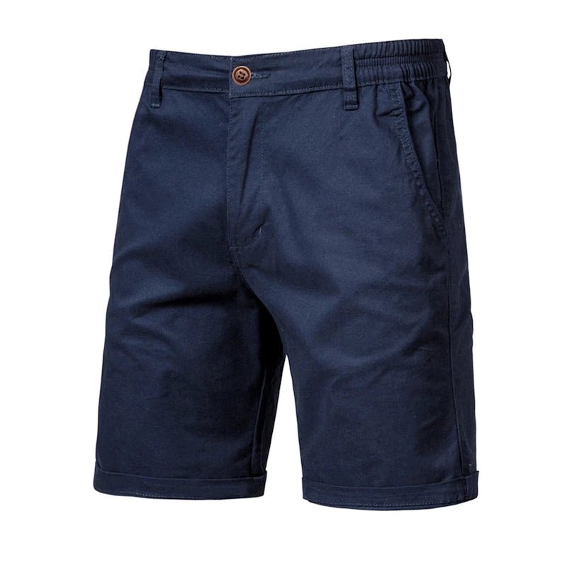 Pantalones cortos de hombre 100% algodón de color liso Pantalones cortos de hombre de cintura elástica social de negocios informales de alta calidad Pantalones cortos de playa de 10 colores - VibraStore
