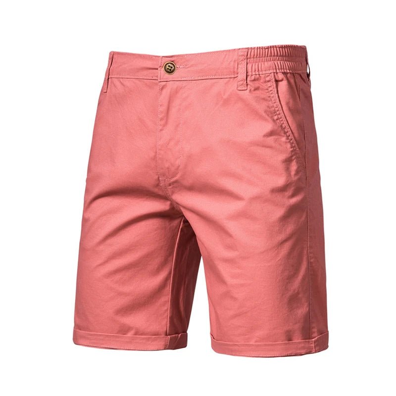 Pantalones cortos de hombre 100% algodón de color liso Pantalones cortos de hombre de cintura elástica social de negocios informales de alta calidad Pantalones cortos de playa de 10 colores - VibraStore