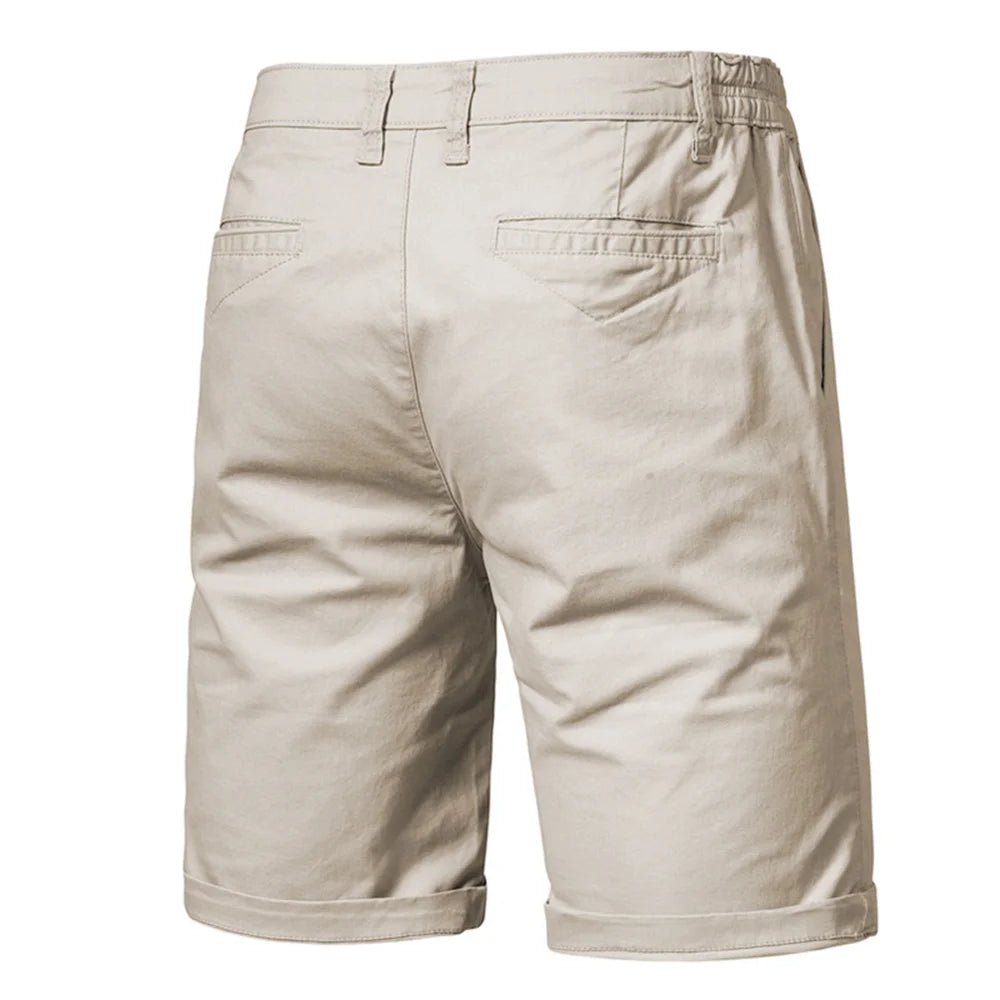 Pantalones cortos de hombre 100% algodón de color liso Pantalones cortos de hombre de cintura elástica social de negocios informales de alta calidad Pantalones cortos de playa de 10 colores - VibraStore